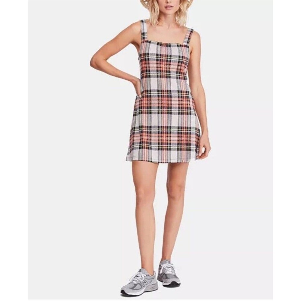 Free People Womens XS Plaid Spaghetti Strap Dress Mini